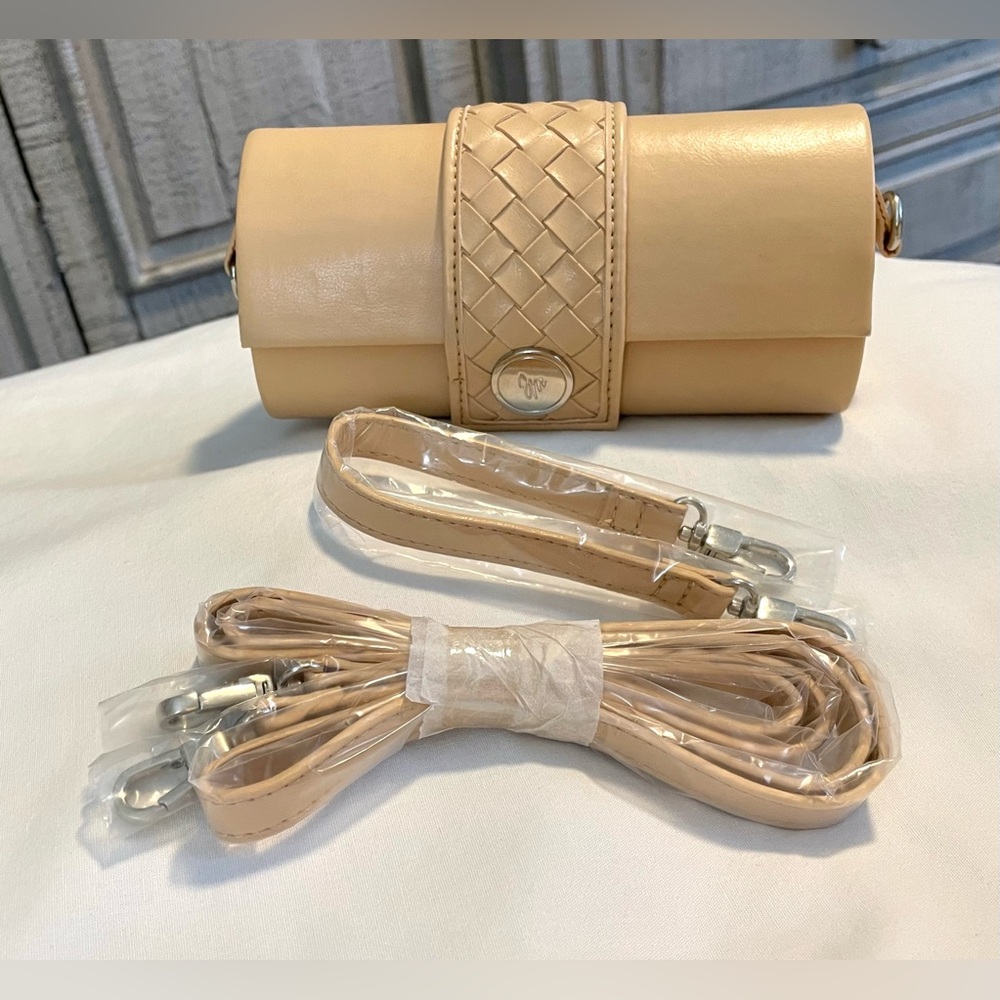 Joy Mangano Hard Case Crossbody/Wristlet - *NWOT* - Small Beige Handbag